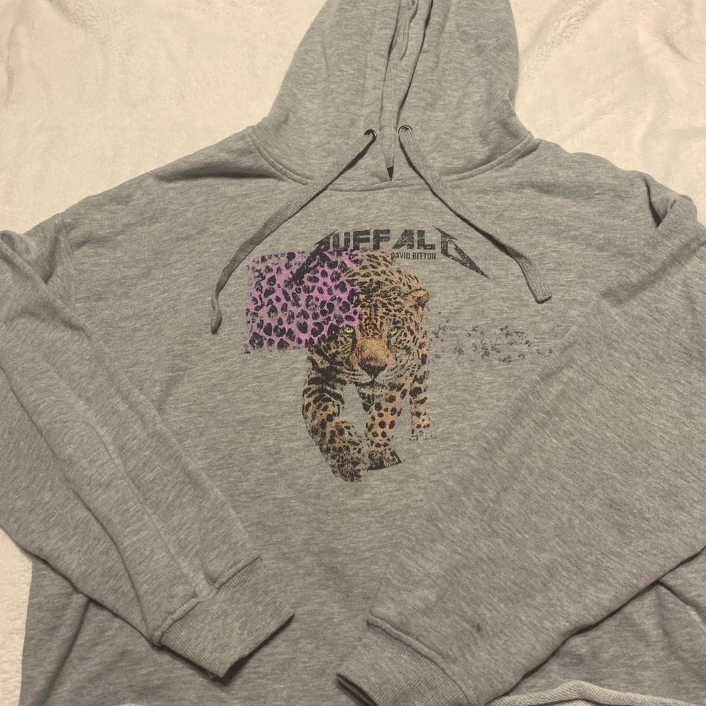 Buffalo David Bitton Gray Hoodie with Leopard Graphic